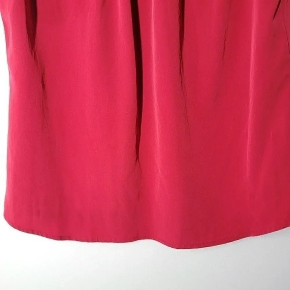 CROFT & BARROW Attached Pearl Necklace Sleevesless Red Blouse Size Medium - Picture 6 of 8